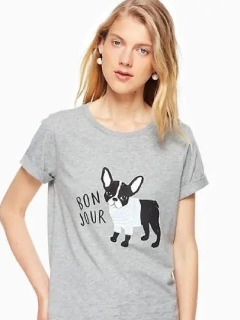 Kate Spade Grey 'Bonjour' French Bulldog Pet Tee